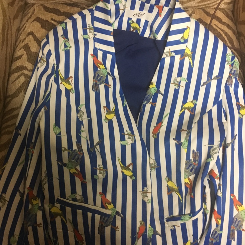 Bird & striped print suit